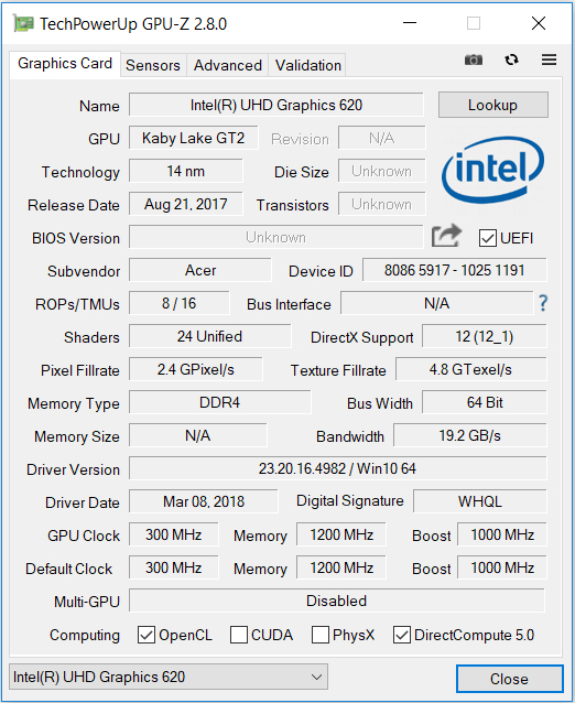 intel uhd graphics 620