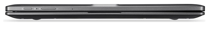 The top side of the tablet component houses the power button and volume rocker.