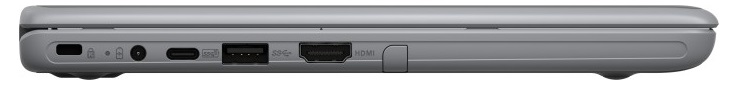 Left side: Kensington lock, power supply, 1x USB-C 3.2 Gen 2 (incl. PD), 1x USB-A 3.2 Gen 1, HDMI 1.4