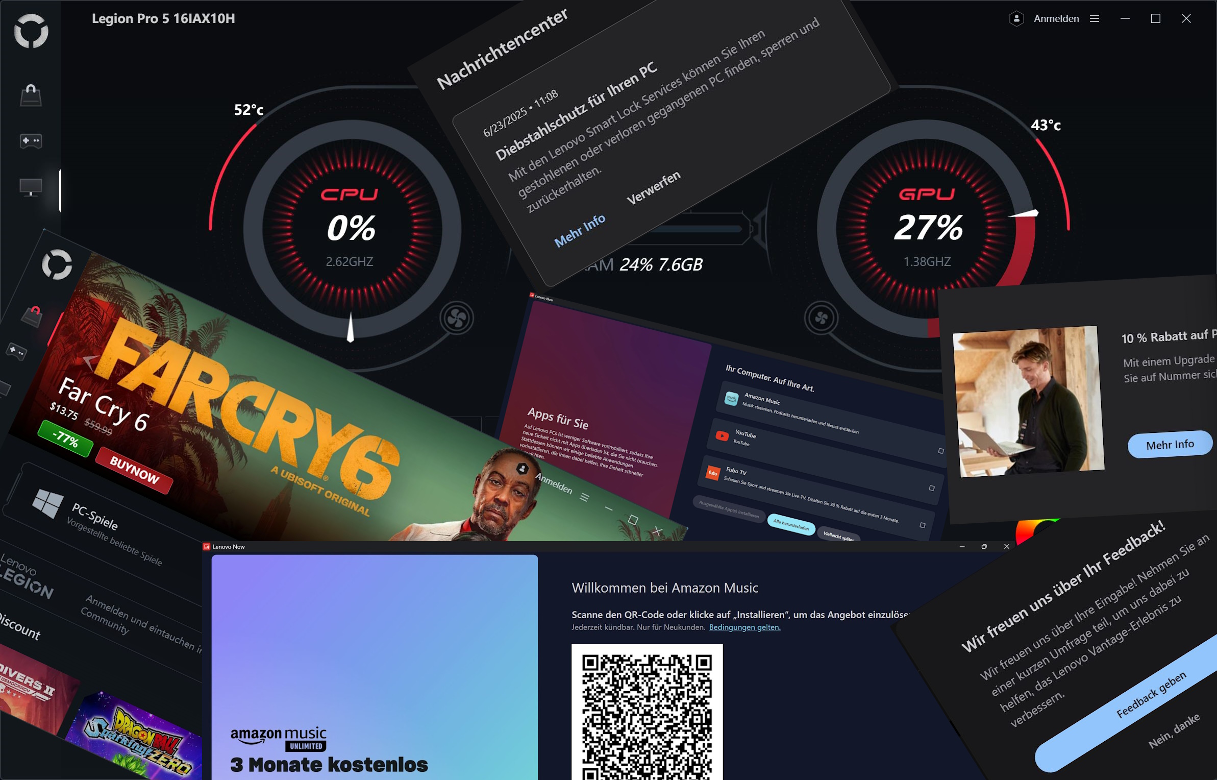 Lenovo and other laptop makers abuse their control centers by placing ads, as seen on the Legion Pro 5