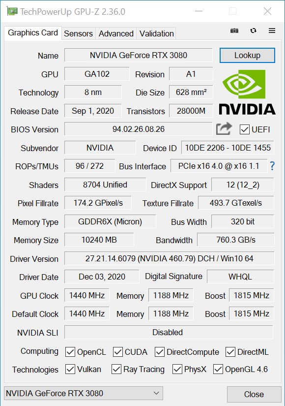 MSI GeForce RTX 3080 Gaming X Trio 10G desktop graphics card in