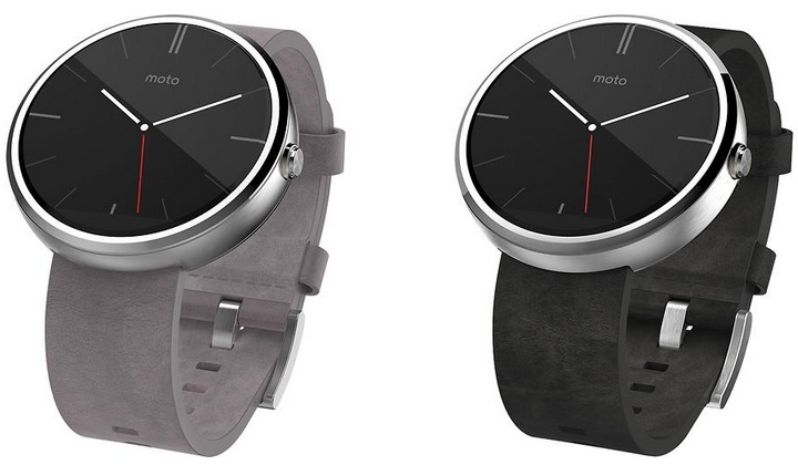 Motorola moto 360 top black leather smart watch