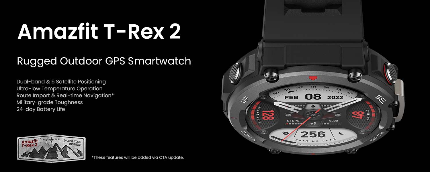 SMARTWATCH AMAZFIT T-REX 2 BLACK GLOBAL VERSION DUAL/MILITARY