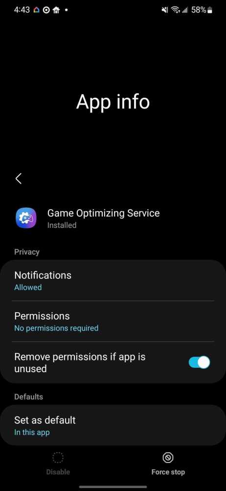 Gaming optimizing service. Samsung game optimizing service.