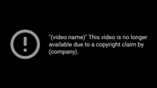 The general copyright strike message found on YouTube. (Image via YouTube)