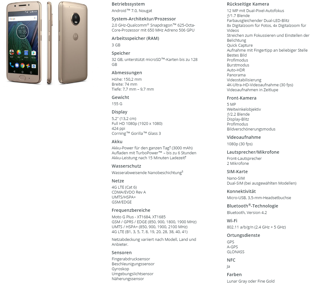 Motorola Moto G 5G Plus - Full phone specifications