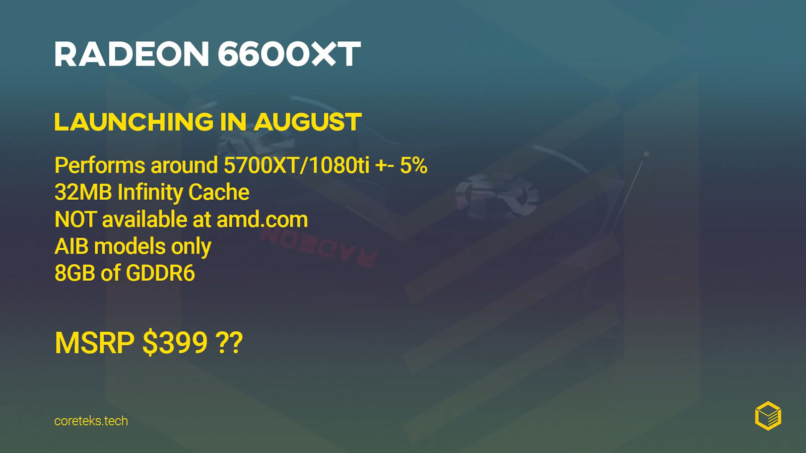 AMD Radeon RX 6600 XT launch date emerges; RX 5700 XT performance 