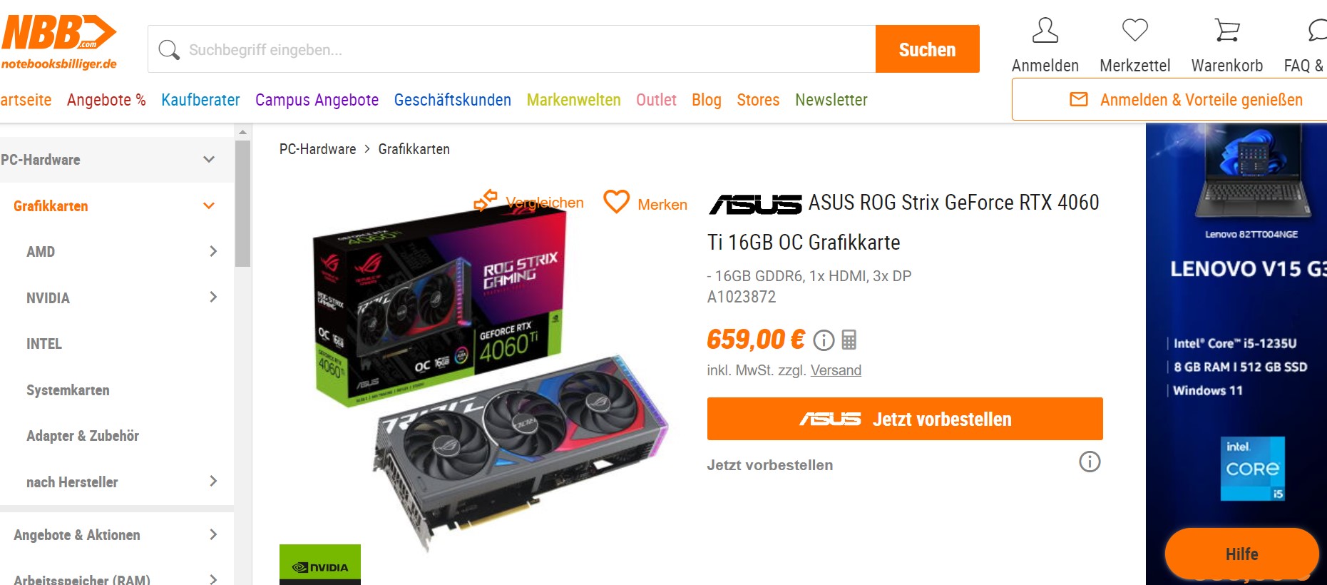 Eye-watering ASUS ROG Strix RTX 4060 Ti 16 GB price makes card