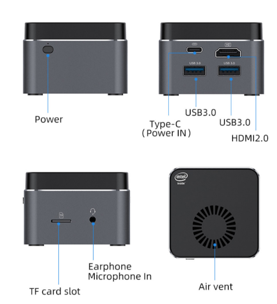 XCY Fanless Mini PC Intel Celeron J4125