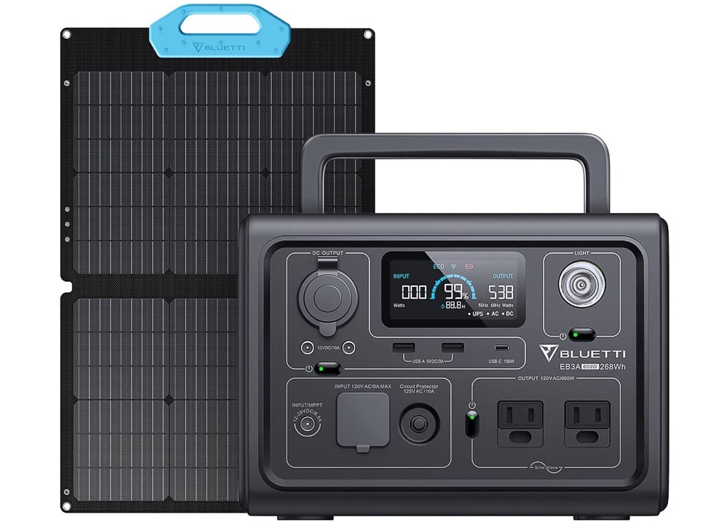 Bluetti EB3A power station with PV68 solar panel now 40% off
