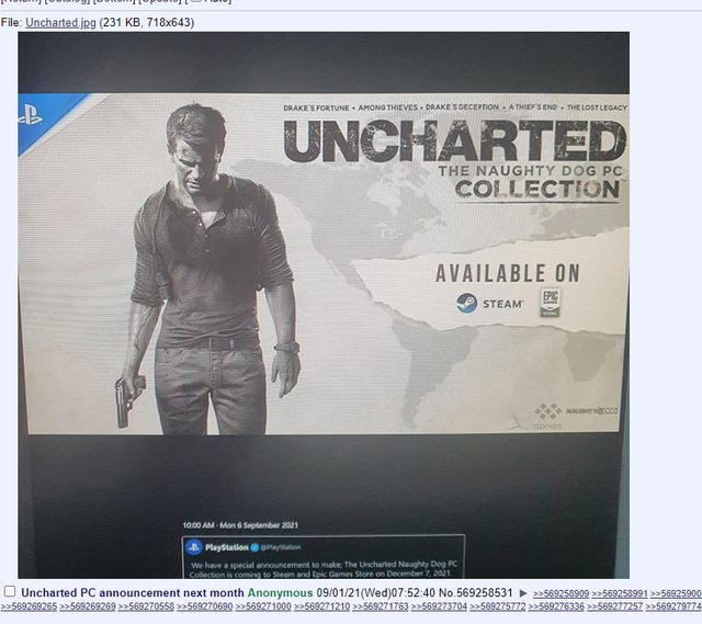 Alleged Uncharted The Naughty Dog PC Collection poster (image via ResetEra)