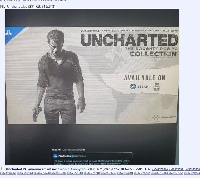 Uncharted The Naughty Dog PC Collection slated for a September 6