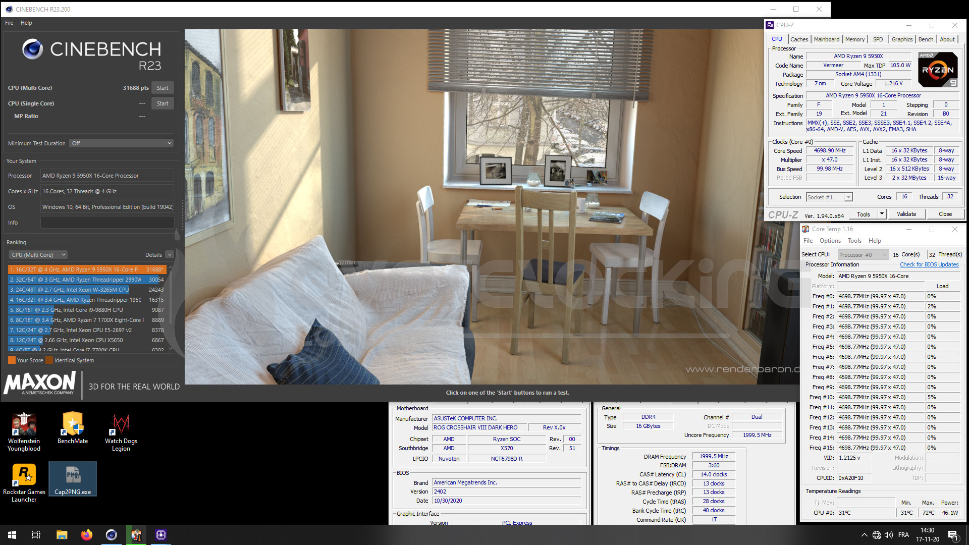 16-core Ryzen 9 5950X overclocked to 4.7 GHz on all cores @1.12V