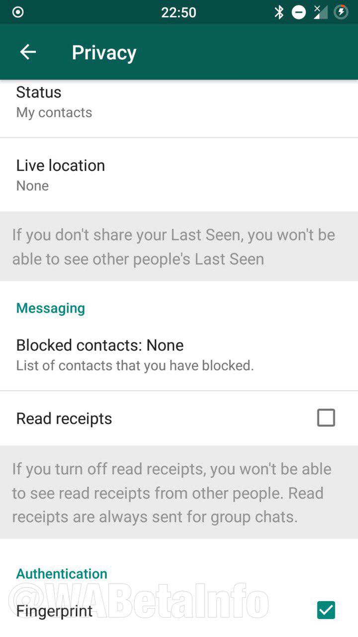 The re-vamped Privacy menu in the new WhatsApp beta. (Source: Wabetainfo.com)