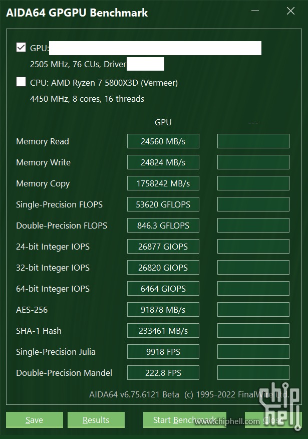 Nvidia GeForce RTX 4080 AIDA64 (image via Chiphell)