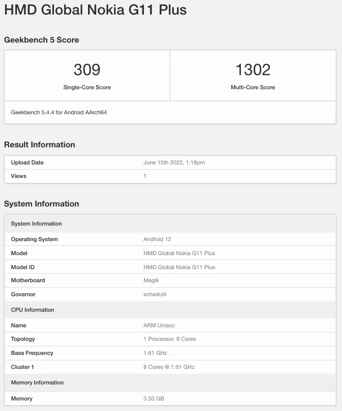 The allegedly upcoming G11 variant surfaces on Geekbench ahead of its launch. (Source: Geekbench via MySmartPrice)