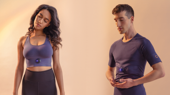 سنسور پوشیدنی تنفس Oxa را می توان به یک تی شرت یا سوتین با طراحی خاص متصل کرد.  (منبع تصویر: Oxa)