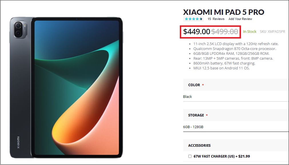 Xiaomi Pad 5 Technical Specifications