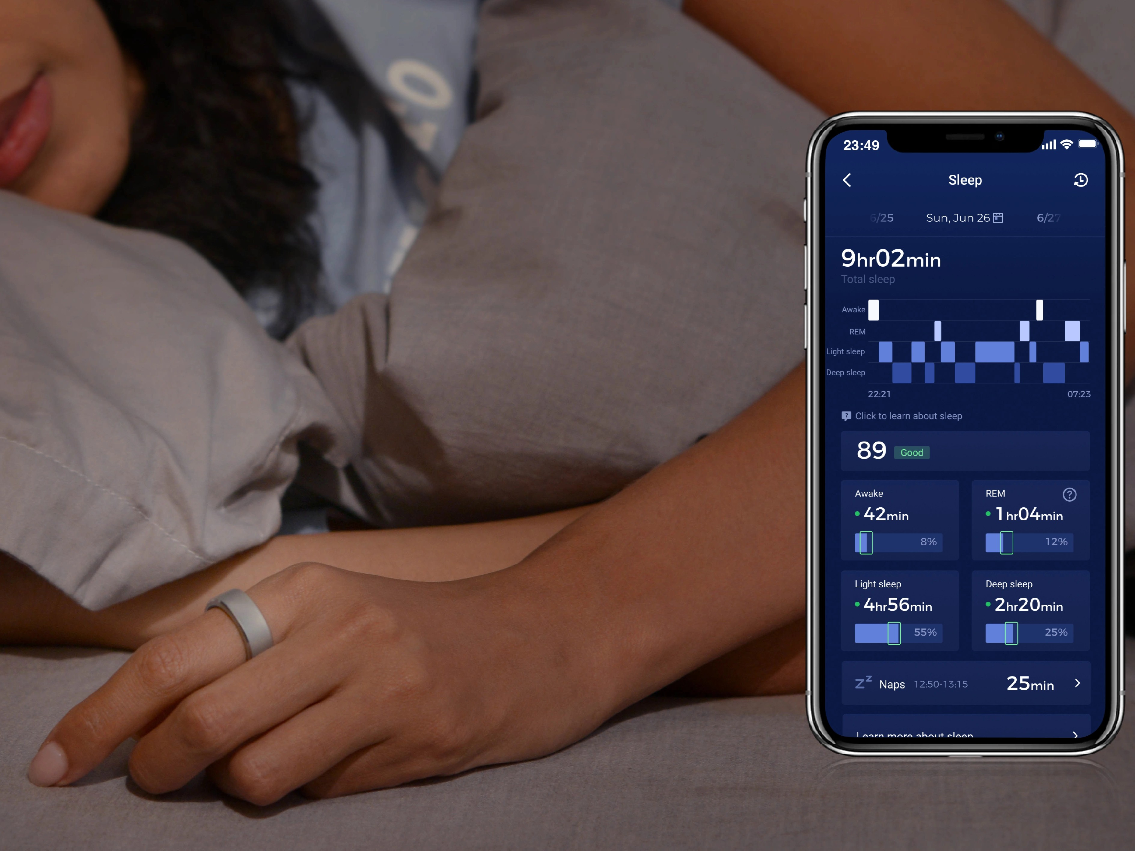 RingConn smart ring with blood oxygen level monitor and sevenday