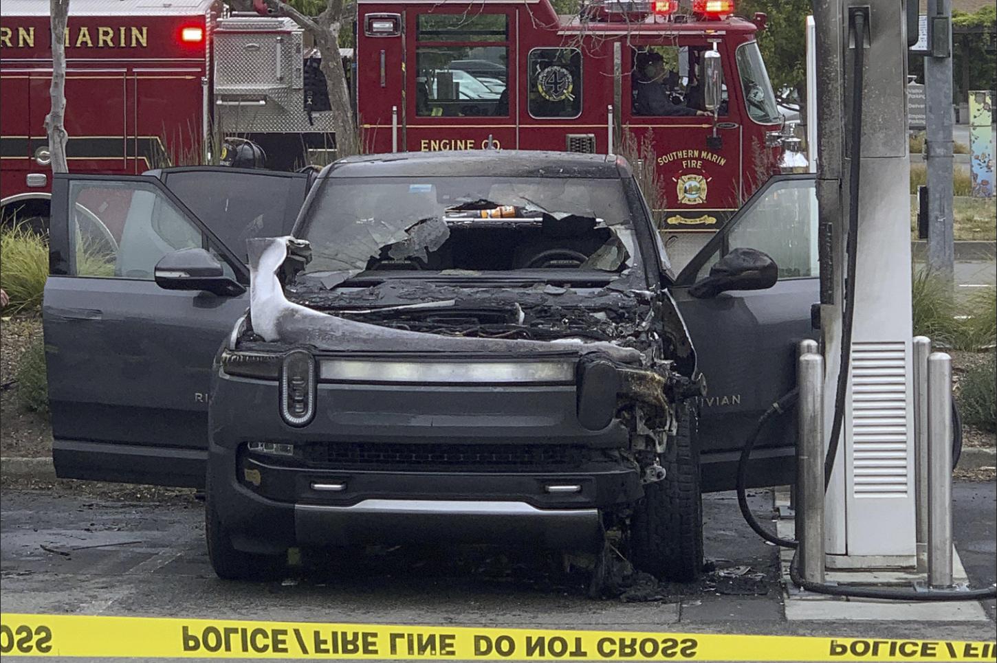 Rivian investigating unknown R1T blaze at Electrify America charging station