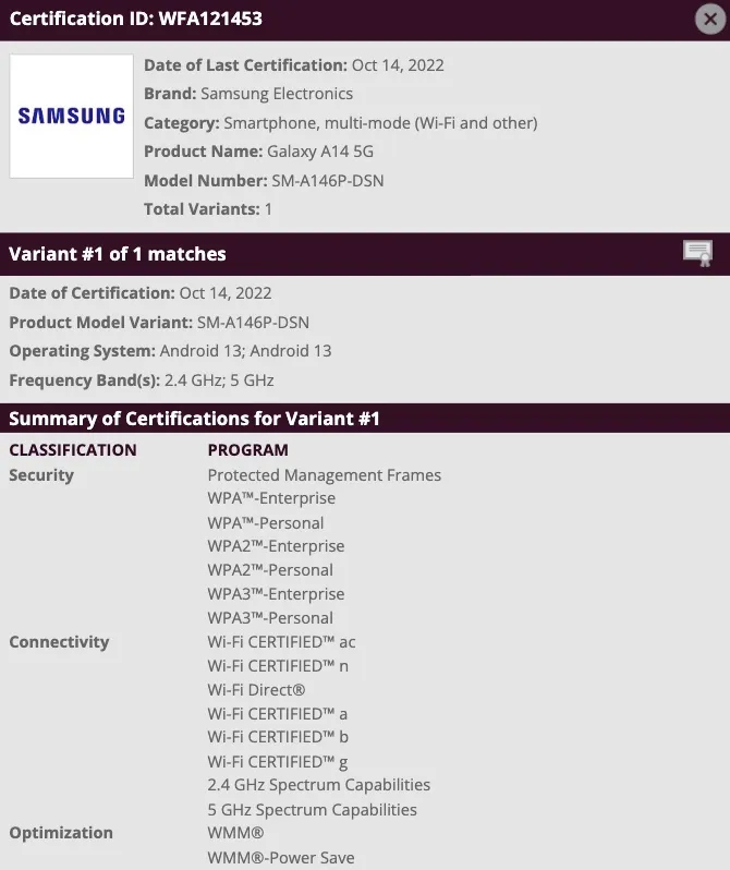 Samsung Galaxy A14 5G with Android 13 out of the box is revealed