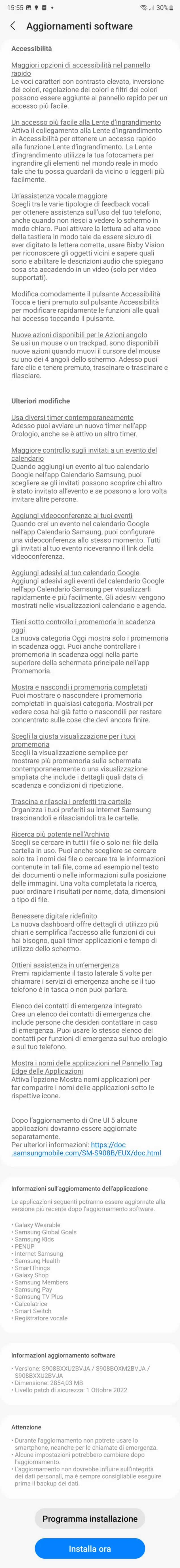 One UI 5.0 changelog (image via Tutto Android)