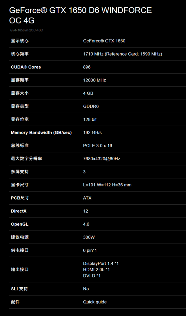 The Gigabyte GeForce GTX 1650 D6 WindForce OC. (Image source: Gigabyte via Videocardz & Cnews.cz)
