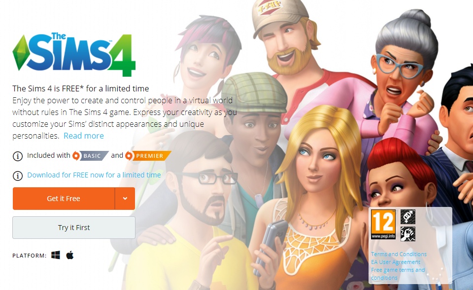 download the sims 4 for free origin