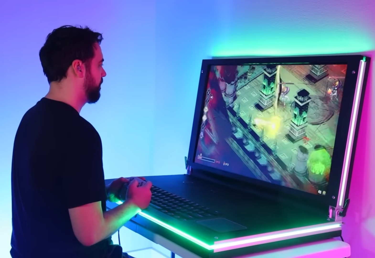 Blick Vierte Steil Built Laptop Luftpost Etwas Wind