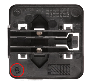 If the letter "B" is missing, then the European adapter is faulty (Source: Nvidia)