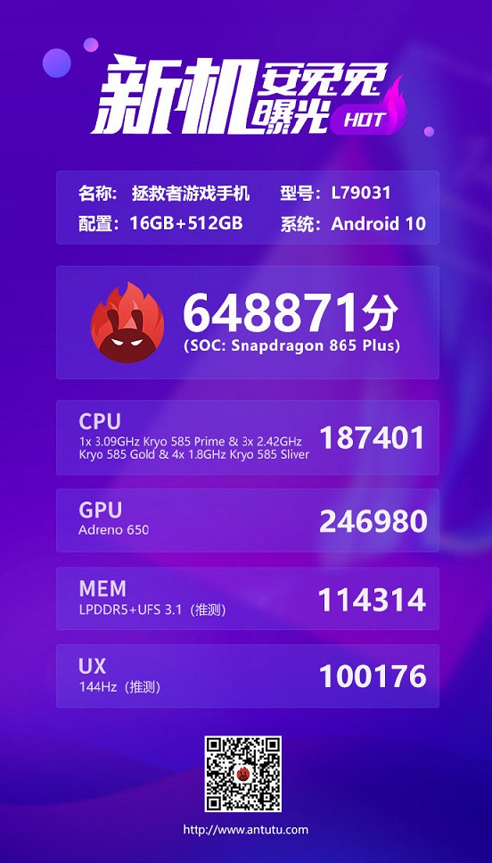 Lenovo L79031 result. (Image source: AnTuTu - Weibo)