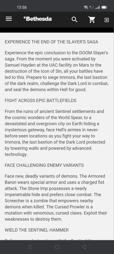 DOOM Eternal: The Ancient Gods Part 2 Bethesda Store description (Image via u/TheOnlyChemo on Reddit)