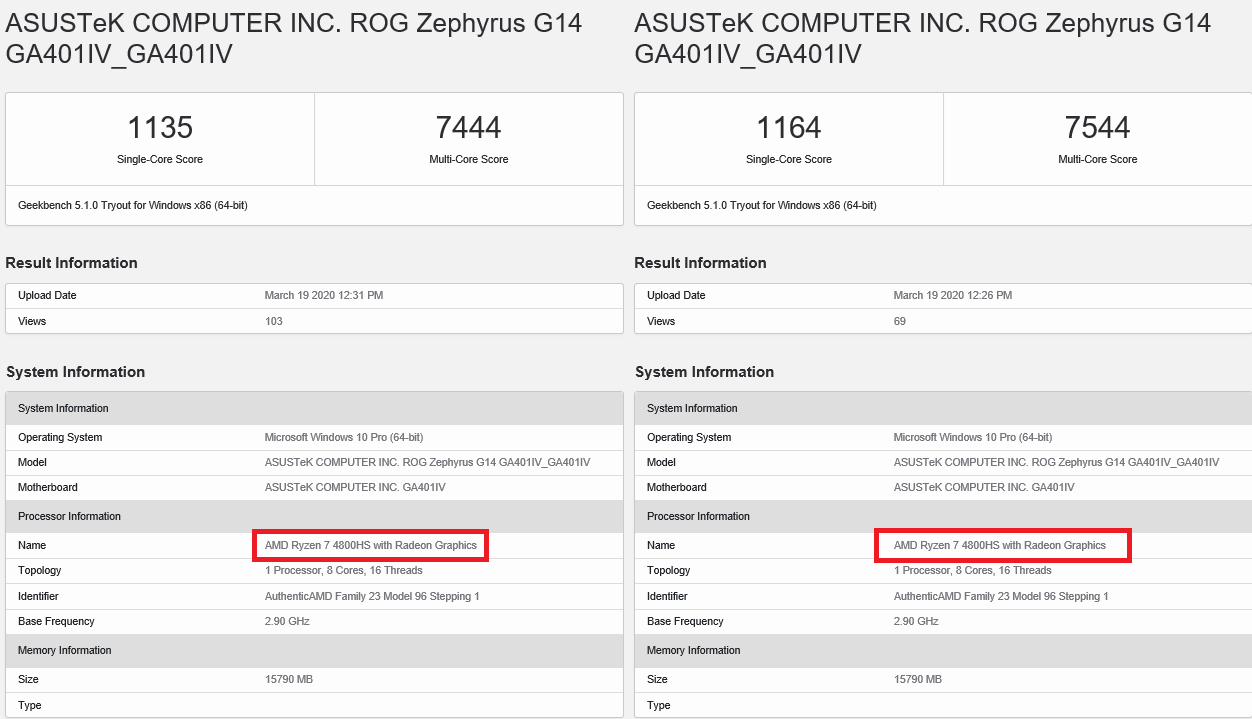Ryzen 7 4800h shop geekbench 5