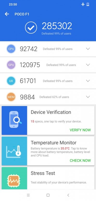Xiaomi Pocophone F1 AnTuTu benchmark score. (Source: u/RumblingTsar on Reddit)