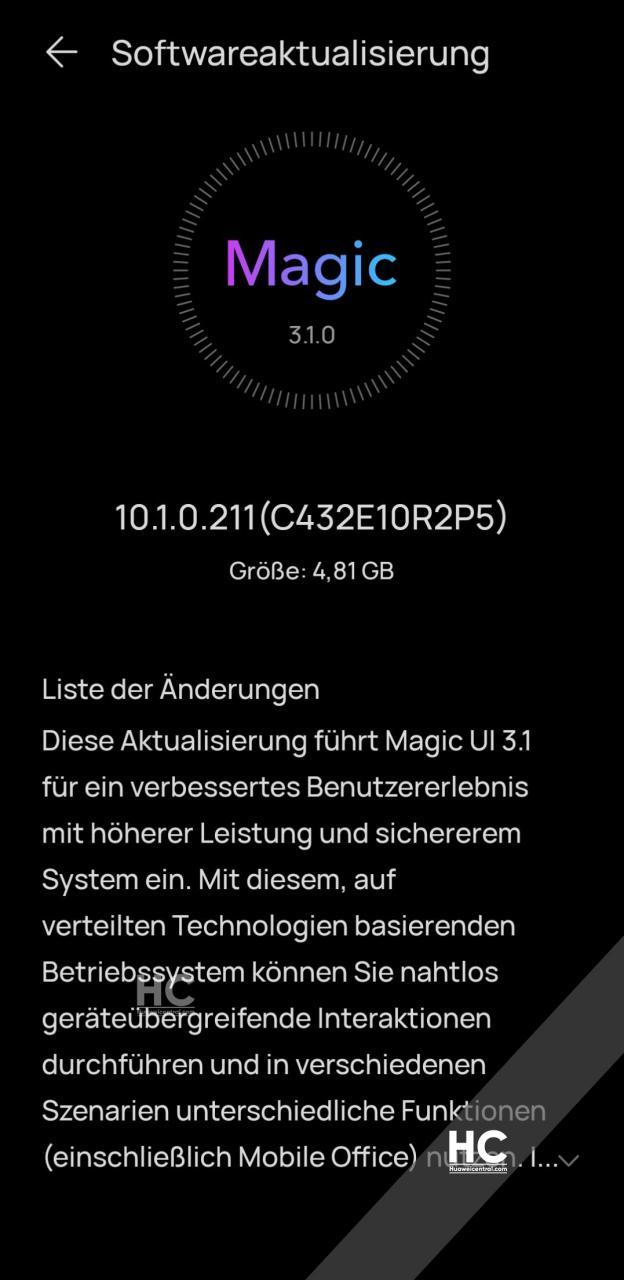 10.1.0.211 has arrived for Honor View 20 in Europe. (Image source: Huawei Central)