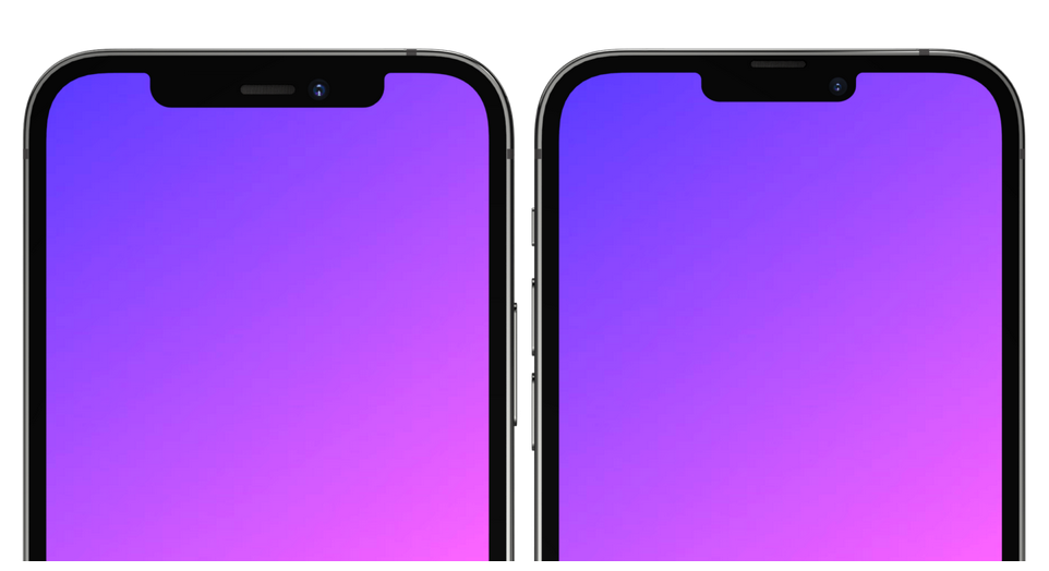 Pictures compare smaller notch of iPhone 13 to iPhone 12