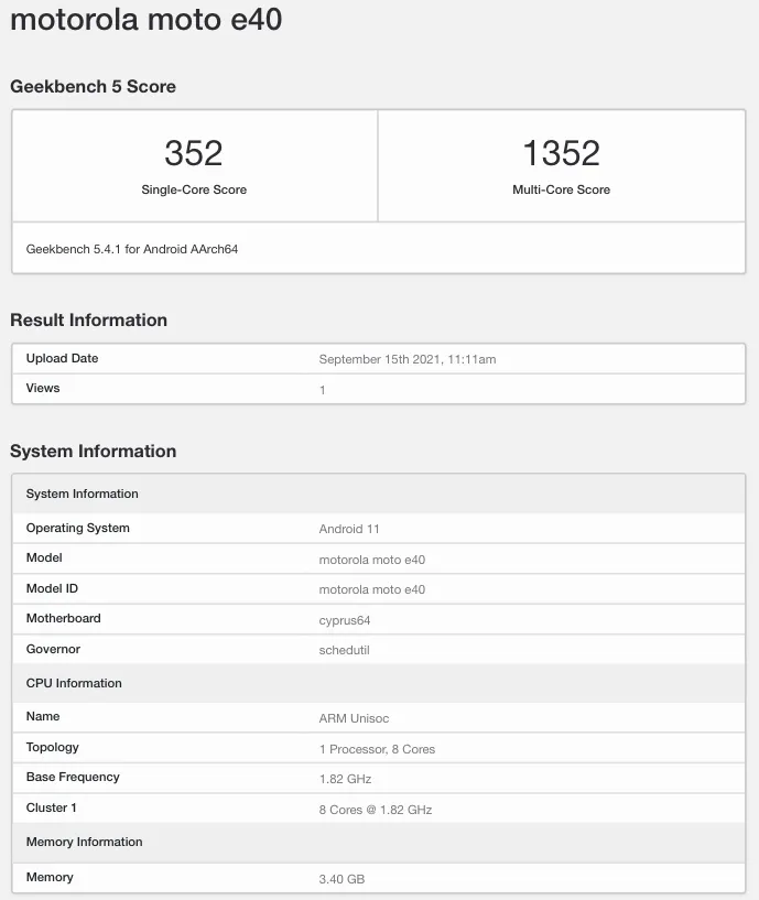 Motorola Moto E40 - Battery Performance Score