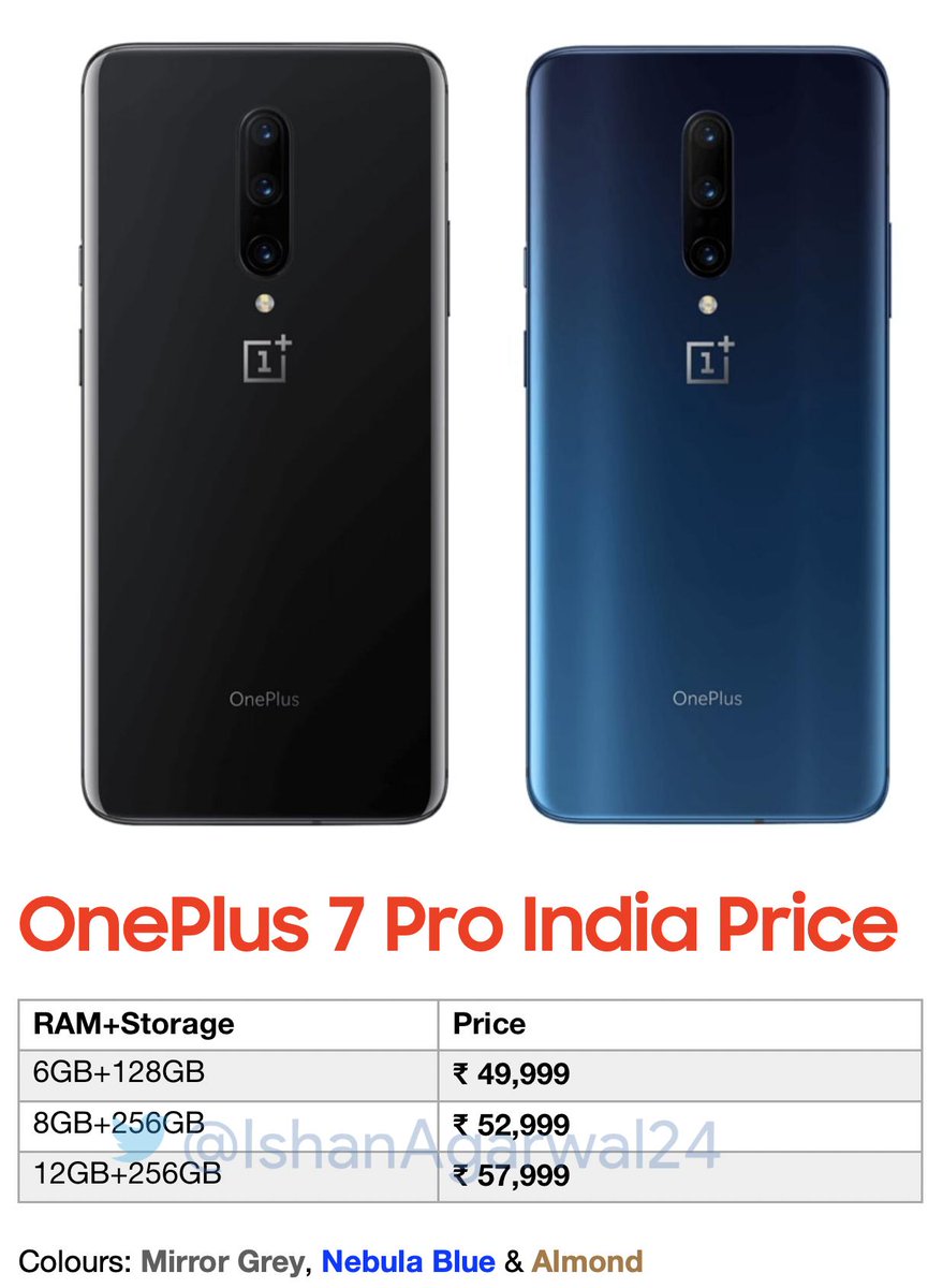 Prøv det Senatet Kaptajn brie OnePlus 7 Pro pricing for the Indian market gets revealed, likely to start  from ₹49,999 - NotebookCheck.net News