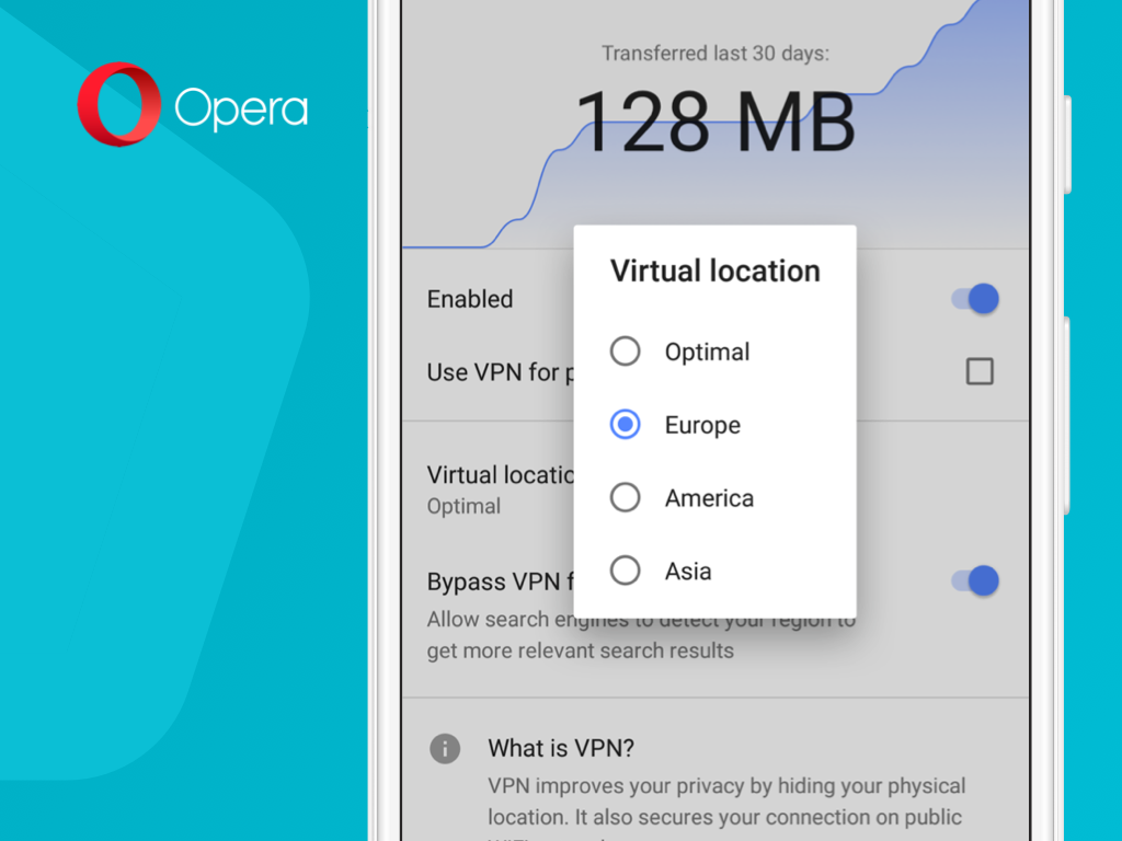 A free VPN is baked into the latest Opera for Android beta