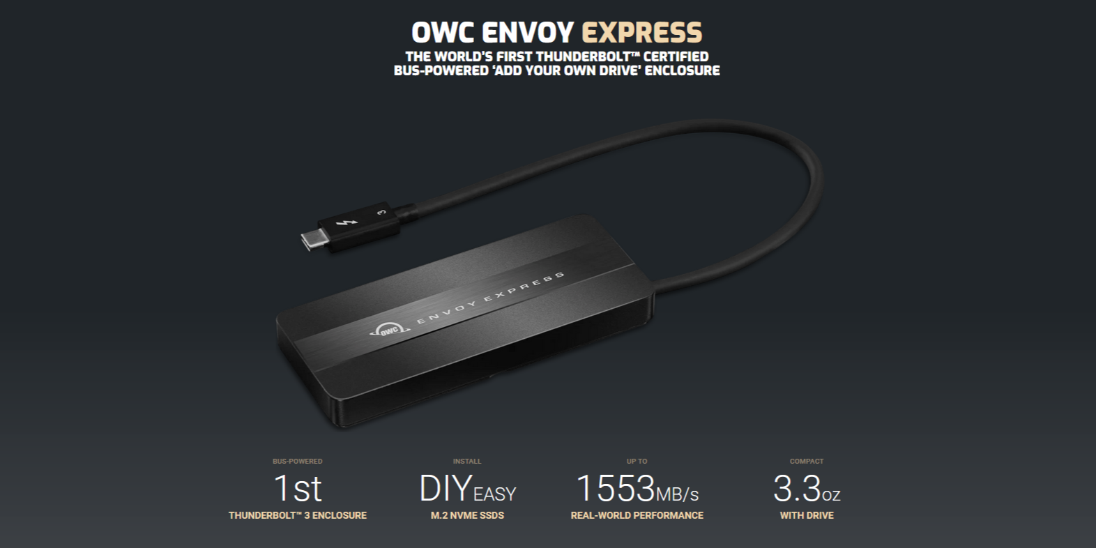 OWC Envoy Express Thunderbolt 3 Enclosure for NVMe M.2 SSD