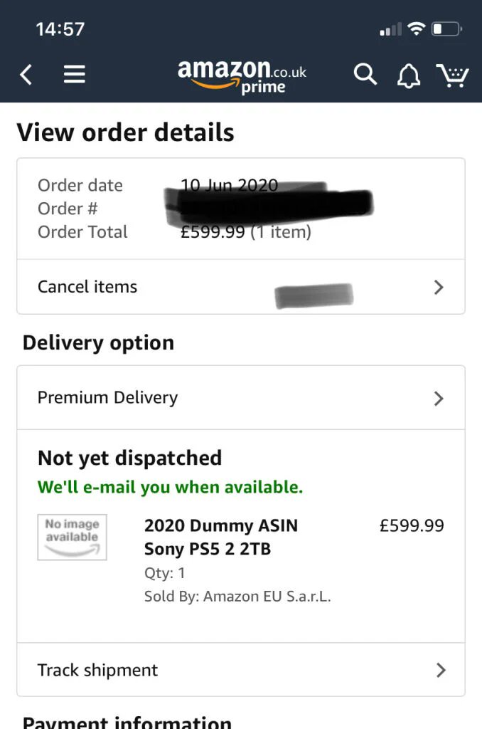 Likely PS5 dummy test listing on Amazon reveals placeholder price of £599.99 (US$764) for both a