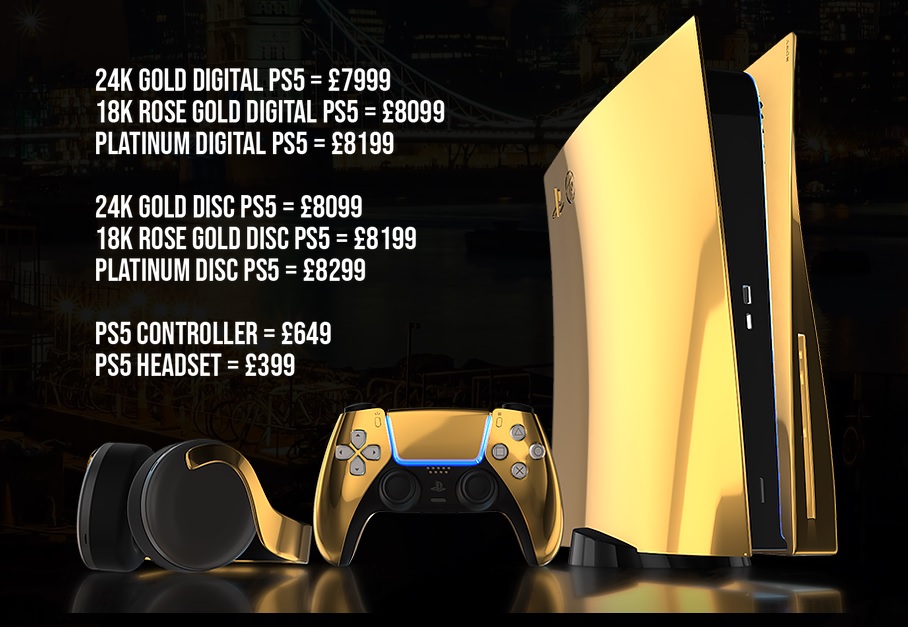 Truly Exquisite PlayStation 5 PS5 Digital Edition Console Limited Edition  24K Gold Matte Black - US