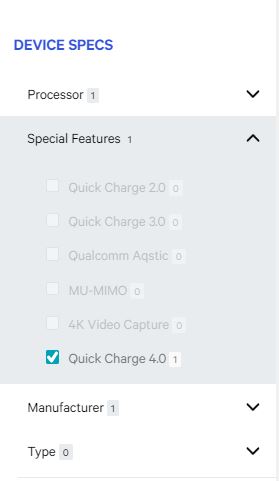 There's no option for Quick Charge 4+