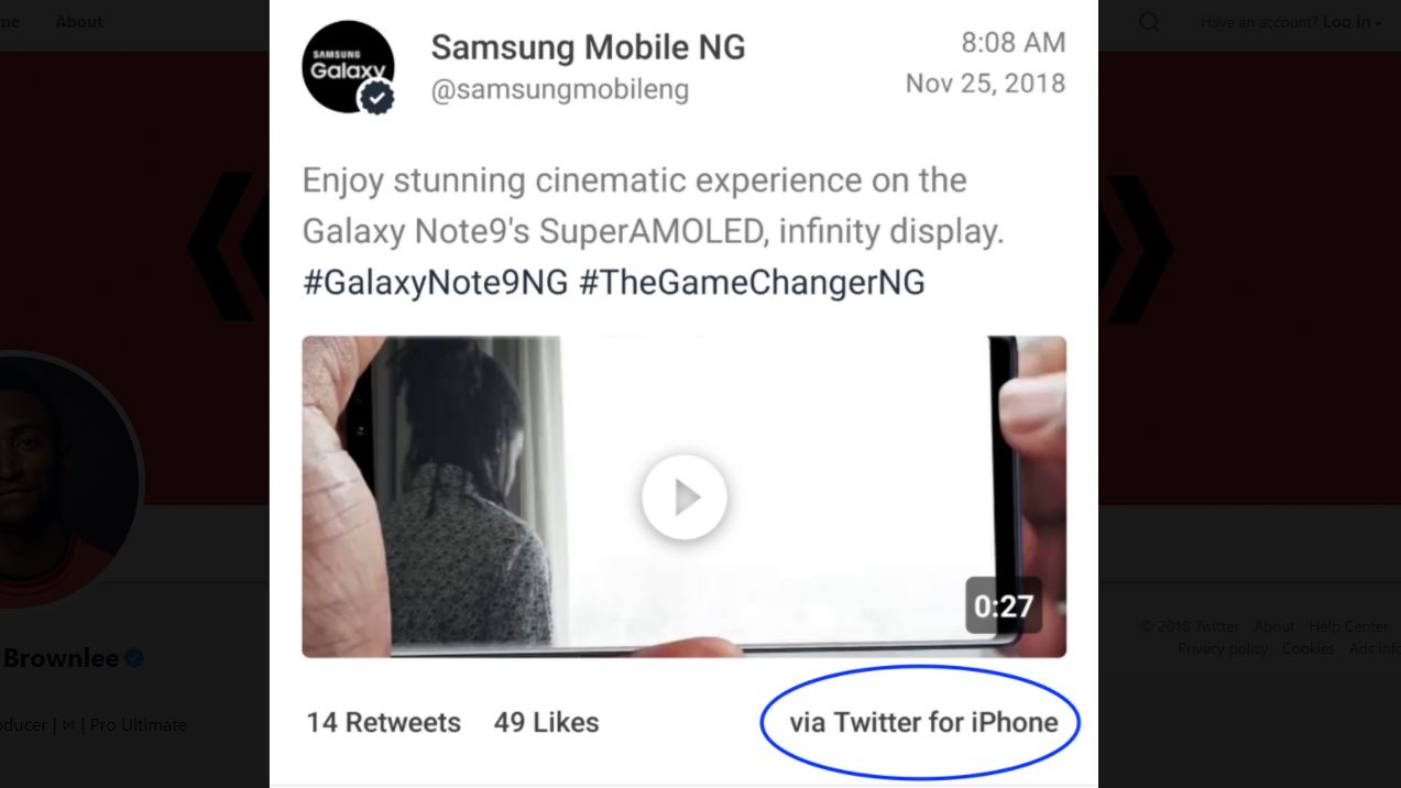 Official Samsung Twitter Account Caught Sending Tweets With An Iphone Notebookcheck Net News