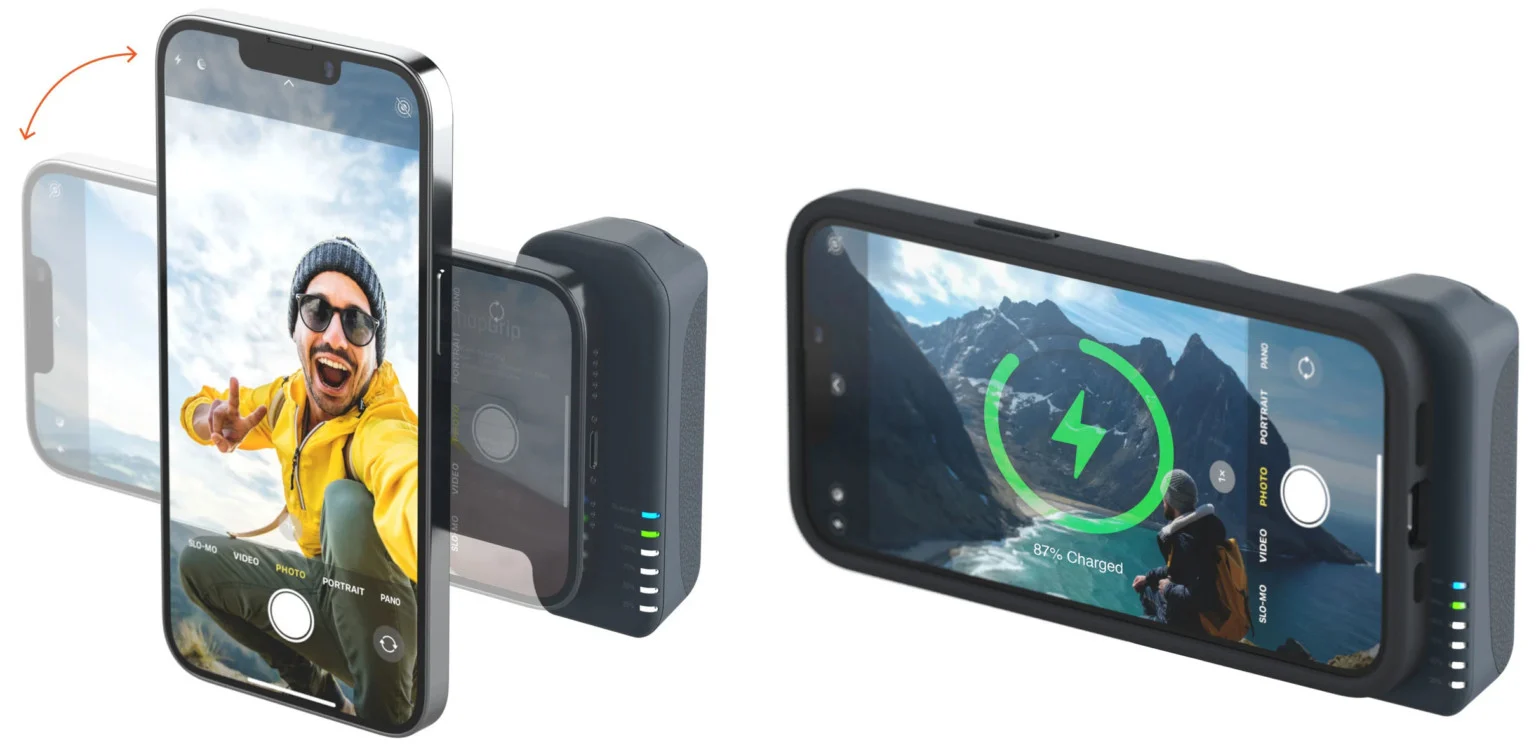 ShiftCam SnapGrip: Accessory turns the Apple iPhone into a camera with a  shutter button, a grip, and a larger battery via MagSafe -   News