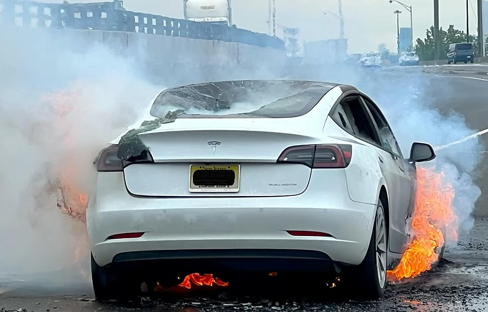 Video of Tesla Model 3 highway debris strike fire fuels EV safety discussion