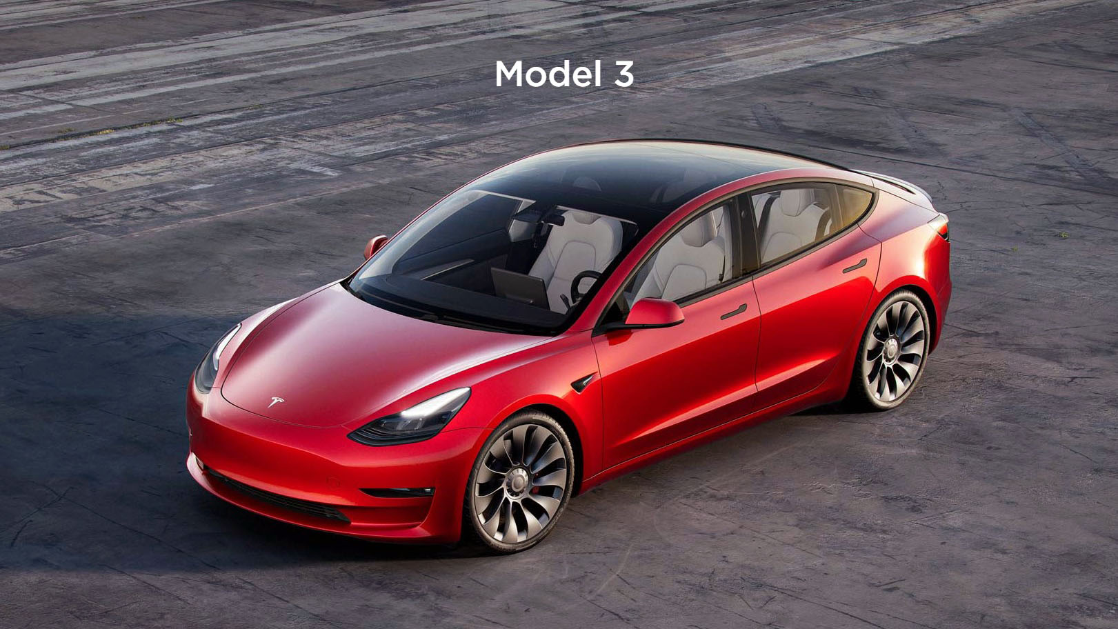 The newly designed car Tesla Model 3 with a sleek black exterior design