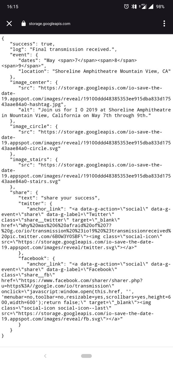The code containing details on the next Google I/O. (Source: Twitter)