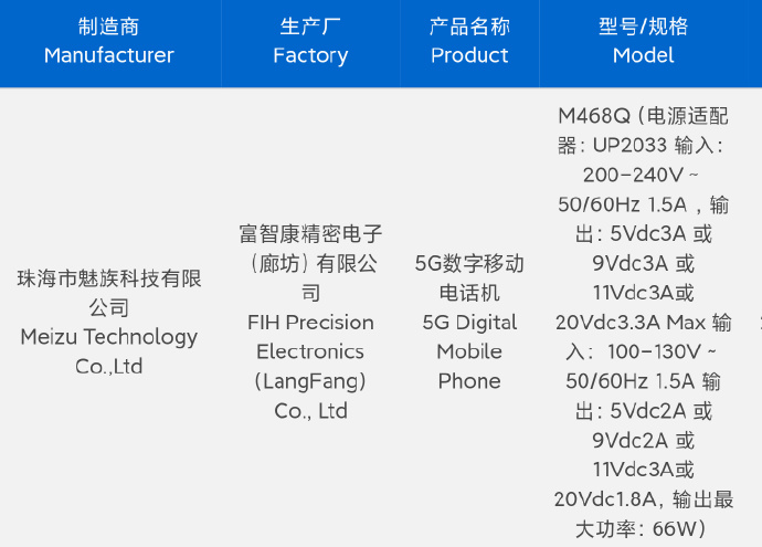 新魅族智能手机在3C注册表上的出现引发了关于它将作为21x推出的传言。 （来源：3C通过微博上的数字聊天站）