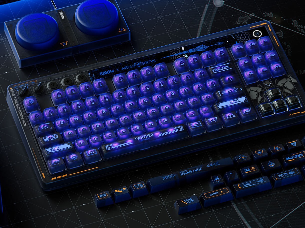 8BitDo's Retro 87 Mechanical Keyboard gets a Mecha Break special edition with Kailh Glaze Pro linear switches and a $120 price tag